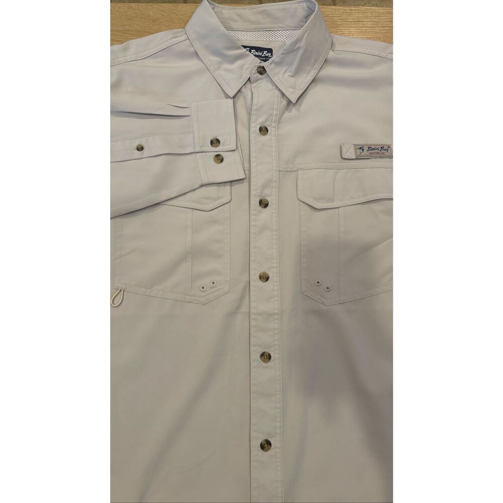 Bimini Bay Outfitters Men's Fishing Shirt Beige Long Sleeve Vented Size Large 11